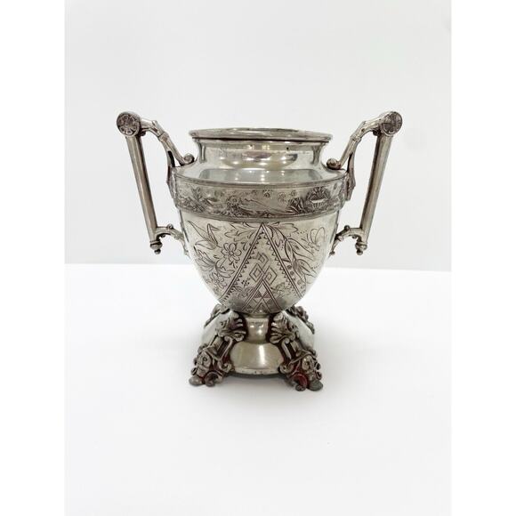 Simpson Hall Miller & Co Quadruple Plate 1877 Silver Trophy Urn Buttery Floral - Picture 4 of 16